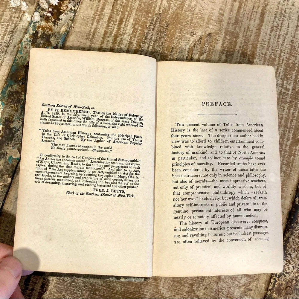 1865 Vintage Hardcover Book Tales of American History Volume 3 Rough Shape